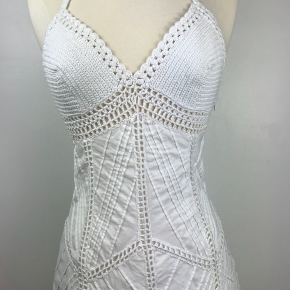 NWOT BCBGMAXAZRIA Sz XS Halter Crochet Dress - Picture 7 of 8